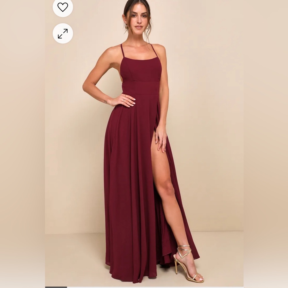 Lulus Dreamy Romance Burgundy Backless Maxi Dress